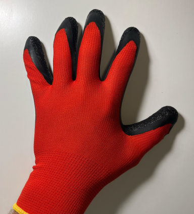 Baustellenhandschuh mit Schrumpflatexbeschichtung
